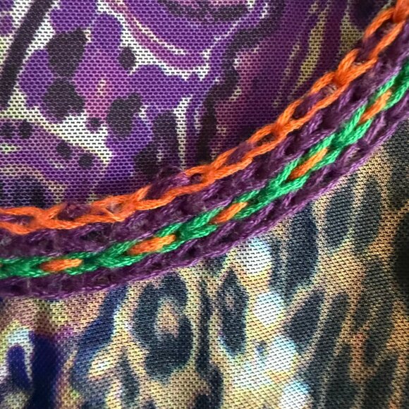 Alberto Makali Embroidered Mesh Eclectic Hippie Art Shirt Top Women's PM Multico - Picture 12 of 16